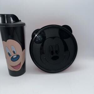 Lot of 2 Tupperware Disney Plastic Container Drink Mickey Mouse Storage